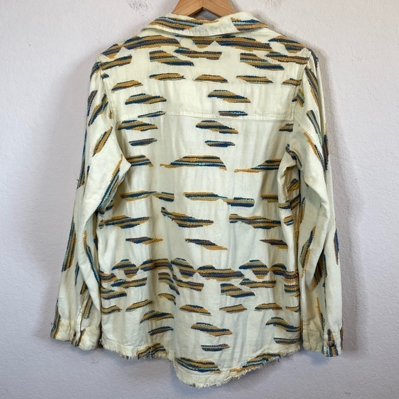 Ivy Jane Boho Long Sleeve Split Neck Textured Woven Popover Top Blouse Size MED - Picture 7 of 11
